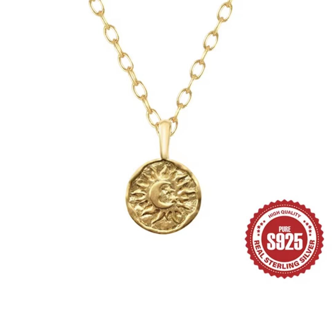 Sonne & Mond Talisman – 925 Sterling Silber mit 18K Gold Veredelung