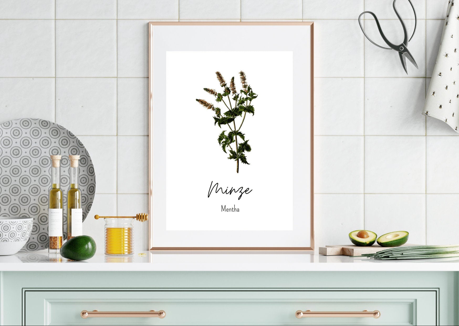 Digitale Kräuterillustration Minze – Symbol für Frische und Heilung, sofort als PDF downloadbar und vielseitig einsetzbar