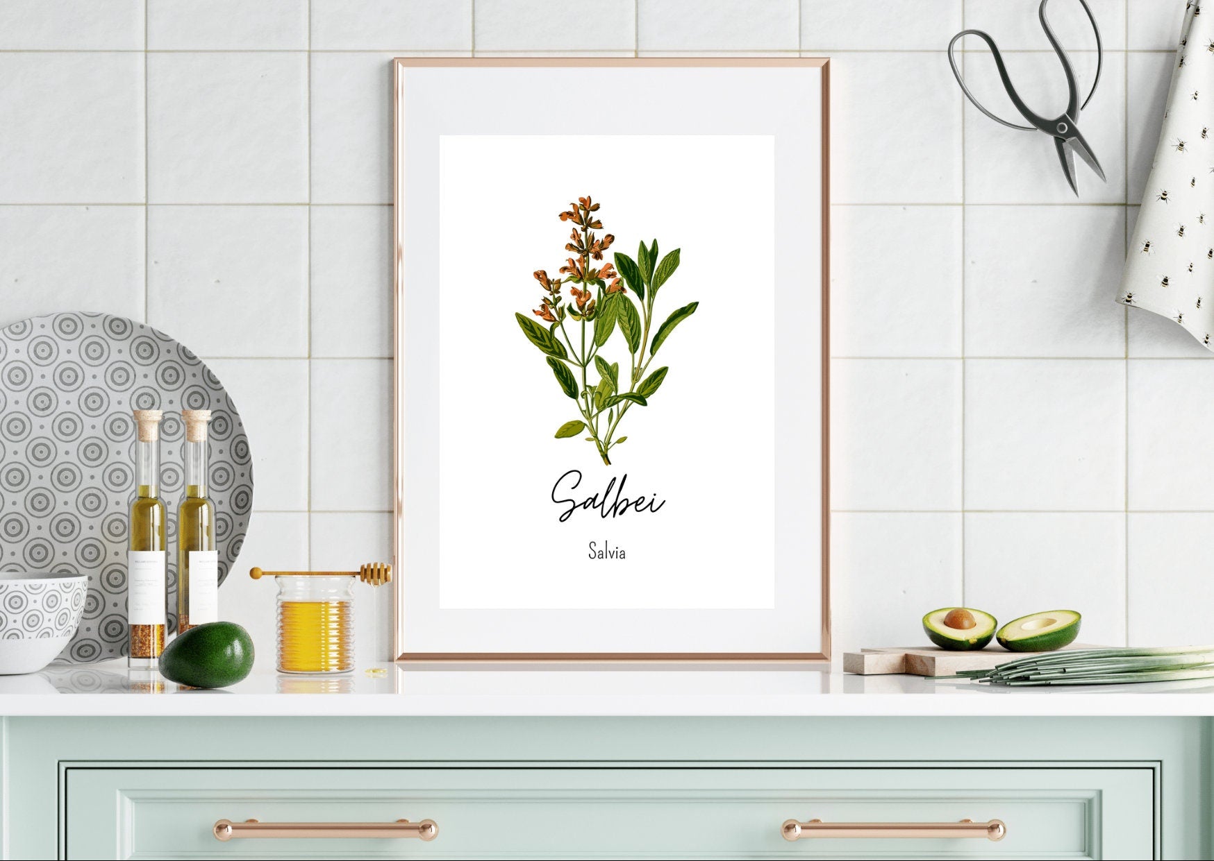 Poster mit heilendem Salbei – stilvolle Pflanzenkunst für Kräuterfreunde.