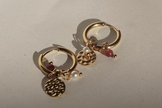 Spirituelle Boho Creolen für Damen  - 18k vergoldet  | Wasserfest