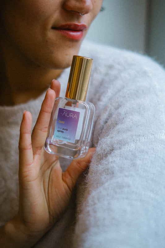 Aura Spray mit Lavendelduft in 30 ml Glasflasche – energetisierend und schützend für deine spirituelle Praxis.