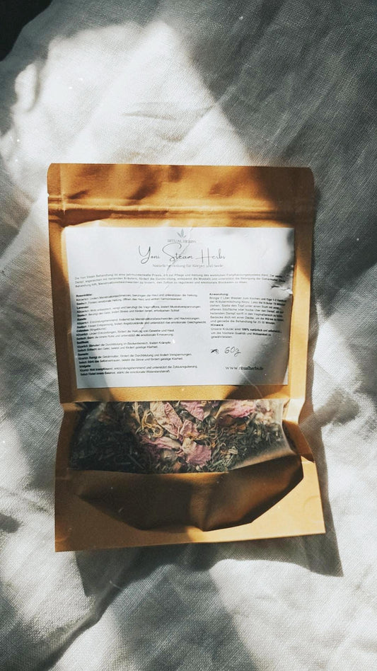 Yoni Steam Kräuter 100 % Natur – biologische Kräutermischung mit Lavendel, Kamille, Rosmarin und Schafgarbe für Vaginal-Dampfbäder und weibliche Selbstfürsorge
